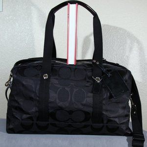 Coach Black Duffel Duffle Weekender - Signature Jacquard